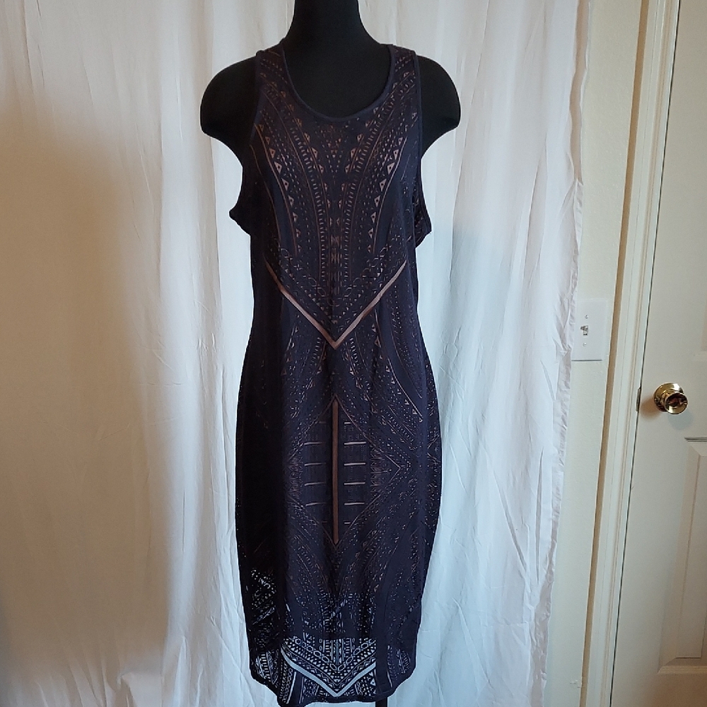 NWOT sexy Mossimo laser-cut navy tank dress - size XL